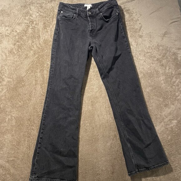 H&M Jeans Womens 10 Flare Leg Charcoal Black Button Fly High Rise Pants Casual - Picture 1 of 8